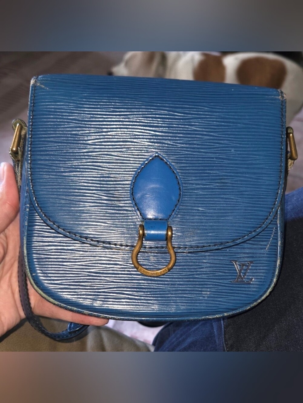 Louis Vuitton Blue Epi Leather Mini Sainr Cloud Crossbody with Bridle Ring/COA